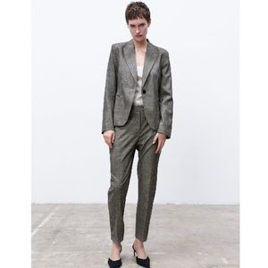 NEW! Zara Tailored Plaid Blazer with Cigarette Pants